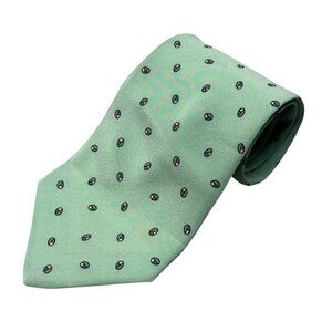 Harry Rosen Tie 100% Silk Green Polka Dot Satin 4"